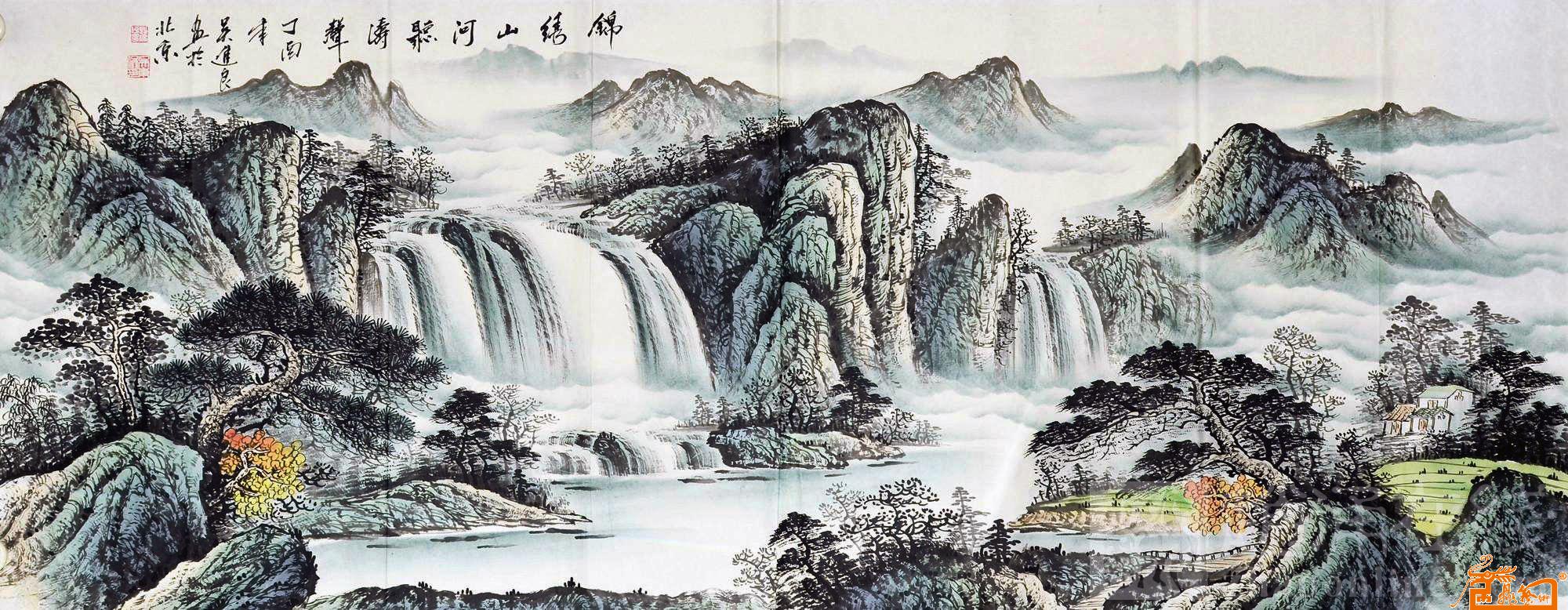 川渝画廊 - 山水画-锦绣山河听涛声